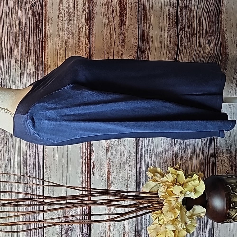 NEW ALFANI DARK BLUE LONG SLEEVE ASYMMETRICAL PULLOVER SWEATER - Picture 7 of 11
